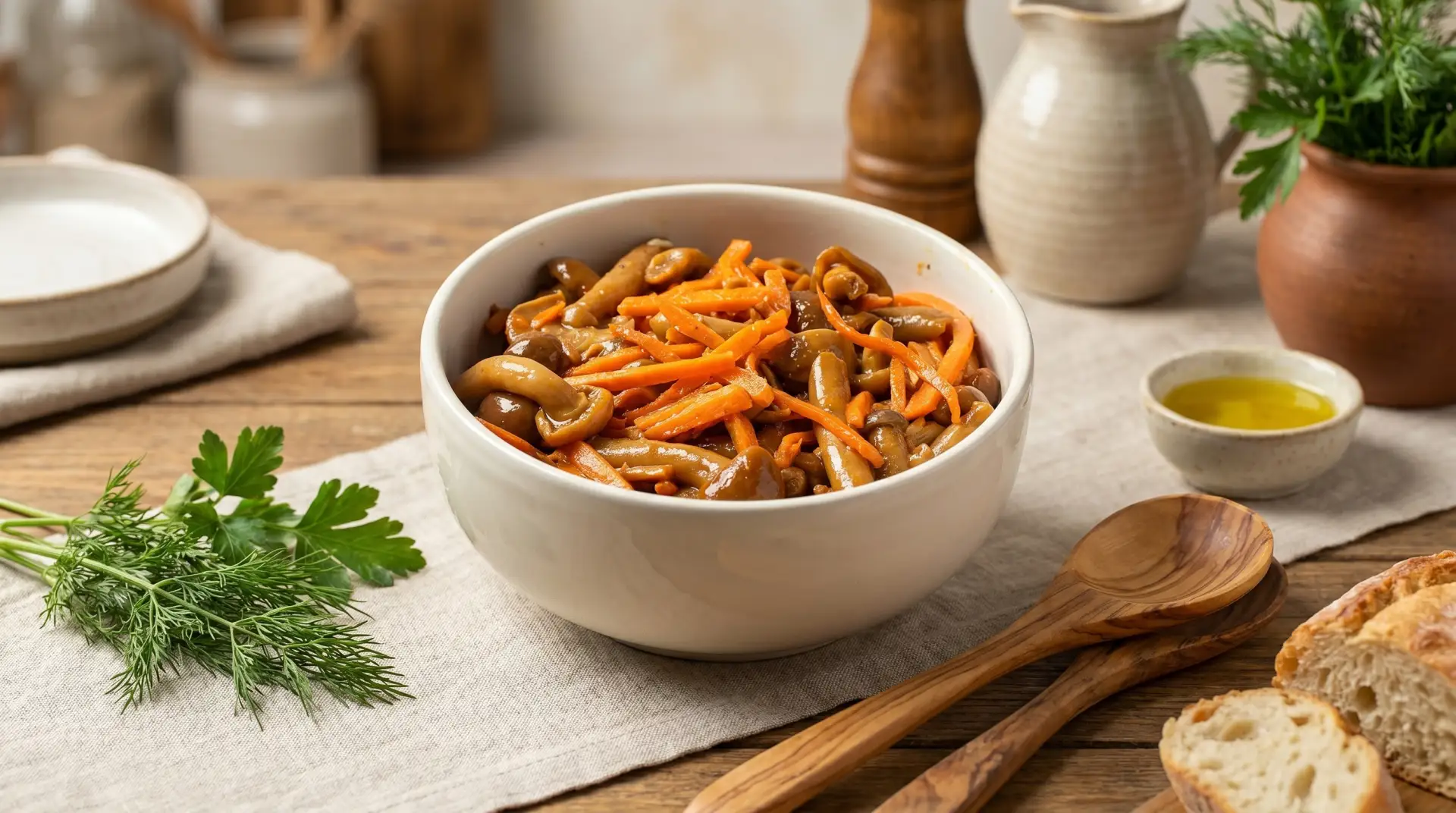Закуска корейская из моркови с опятами